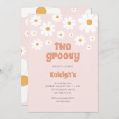Retro Two Groovy 70er Jahre Art Einladung zum Gebu (Vorne/Hinten)