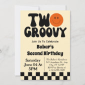 Retro Two Groovy Boy Einladung (Vorderseite)