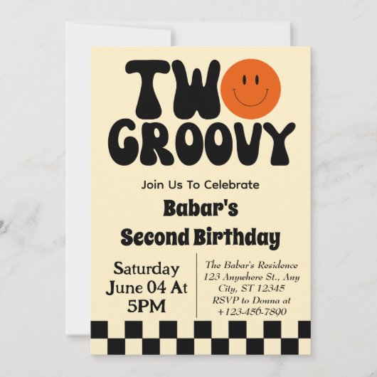 Retro Two Groovy Boy Einladung (Vorderseite)