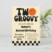 Retro Two Groovy Boy Einladung (Stehend Vorderseite)