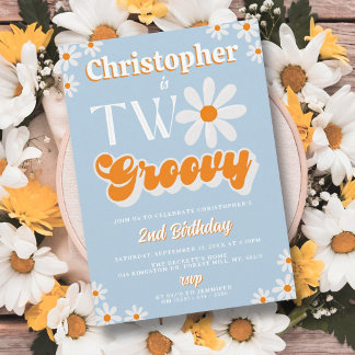 Retro Two Groovy Boys 2. Einladung