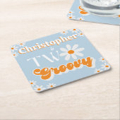 Retro Two Groovy Boys 2. Rechteckiger Pappuntersetzer (angewinkelt)