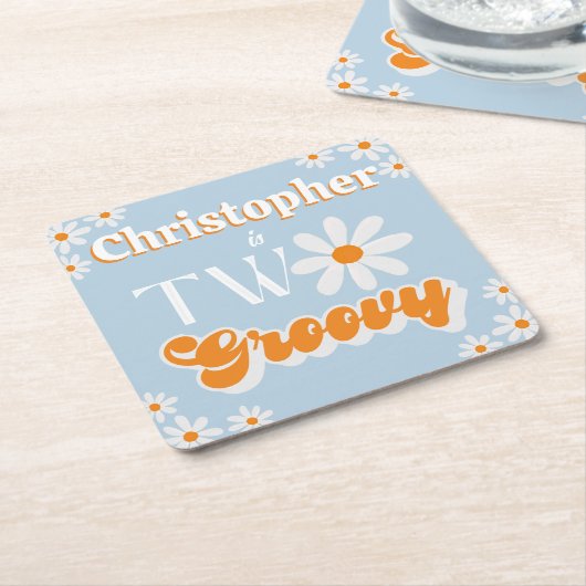 Retro Two Groovy Boys 2. Rechteckiger Pappuntersetzer (angewinkelt)