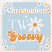 Retro Two Groovy Boys 2. Rechteckiger Pappuntersetzer (Vorderseite)