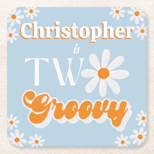 Retro Two Groovy Boys 2. Rechteckiger Pappuntersetzer (Vorderseite)