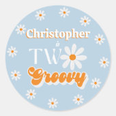 Retro Two Groovy Boys 2. Runder Aufkleber (Vorderseite)