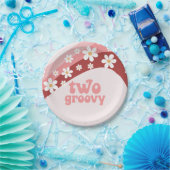 Retro Two Groovy daisy boho floral 2. Geburtstag Pappteller (Party)