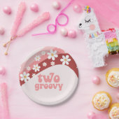 Retro Two Groovy daisy boho floral 2. Geburtstag Pappteller (Party)