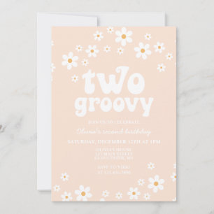 Retro Two Groovy daisy boho florale 2. Geburtstag Einladung
