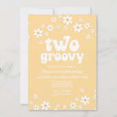 Retro Two Groovy daisy boho florale 2. Geburtstag Einladung (Vorderseite)