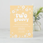 Retro Two Groovy daisy boho florale 2. Geburtstag Einladung (Stehend Vorderseite)