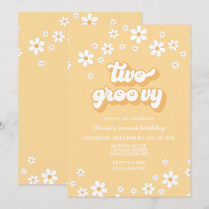 Retro Two Groovy daisy boho florale 2. Geburtstag Einladung