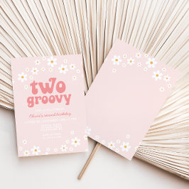 Retro Two Groovy daisy boho florale 2. Geburtstag Einladung