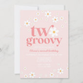 Retro Two Groovy daisy boho florale 2. Geburtstag Einladung (Vorderseite)