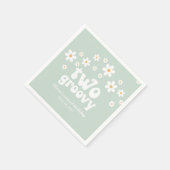 Retro Two Groovy daisy boho florale 2. Geburtstag Serviette (Ecke)