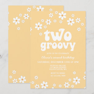 Retro Two Groovy Gänseblümchen Boho Blumen zweiter Einladung