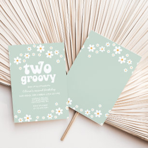 Retro Two Groovy Gänseblümchen Boho Blumen zweiter Einladung