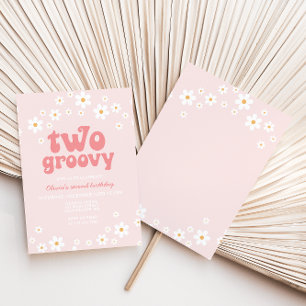 Retro Two Groovy Gänseblümchen Boho Blumen zweiter Einladung