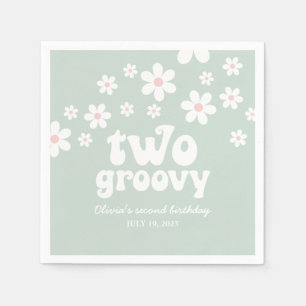 Retro Two Groovy Gänseblümchen Boho Blumen zweiter Serviette