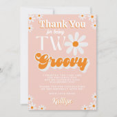 Retro Two Groovy Girls 2. Geburtstag Dankeskarte (Vorderseite)