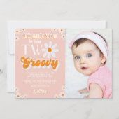 Retro Two Groovy Girls 2. Geburtstag Foto Dankeskarte (Vorderseite)