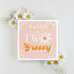 Retro Two Groovy Girls 2. Geburtstag Serviette