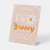 Retro Two Groovy Girls 2. Geburtstag Willkommen Sockelschild (Vorderseite)