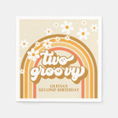 Retro Two GroovY Rainbow Brown Orange Birthday Serviette (Vorderseite)