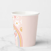 Retro Two Groovy Regenbogen 2. Geburtstag Pappbecher (Links)