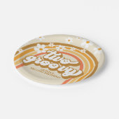 Retro Two GroovY Regenbogen Braun Orange Geburtsta Pappteller (Schrägansicht)
