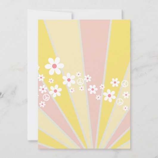 Retro Two Groovy Sunshine daisy boho floral Invita Einladung (Rückseite)