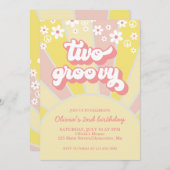 Retro Two Groovy Sunshine daisy boho floral Invita Einladung (Vorne/Hinten)