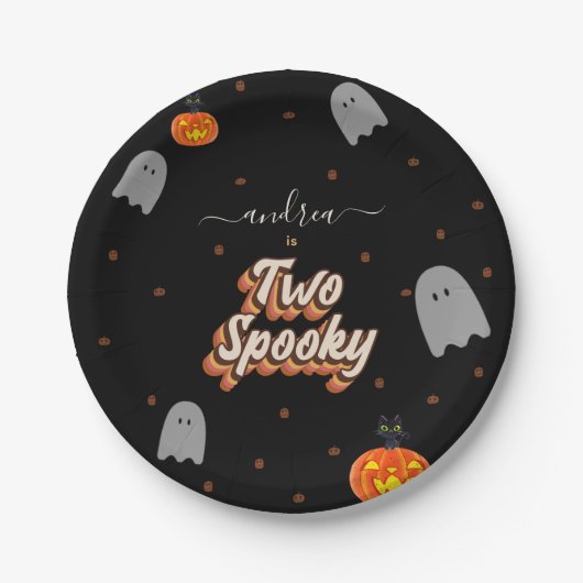 Retro Two Spooky 2. Halloween Party Pappteller (Vorderseite)