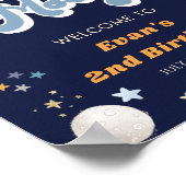 Retro Two the Moon Space Birthday Welcome  Poster (Ecke)