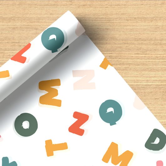 Retro Two Tone Playful Alphabet Geschenkpapier Set