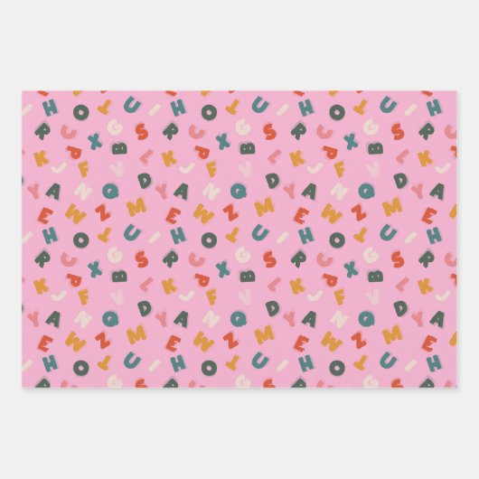 Retro Two Tone Playful Alphabet Geschenkpapier Set (Vorderseite 3)