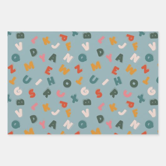 Retro Two Tone Playful Alphabet Geschenkpapier Set (Vorderseite 2)