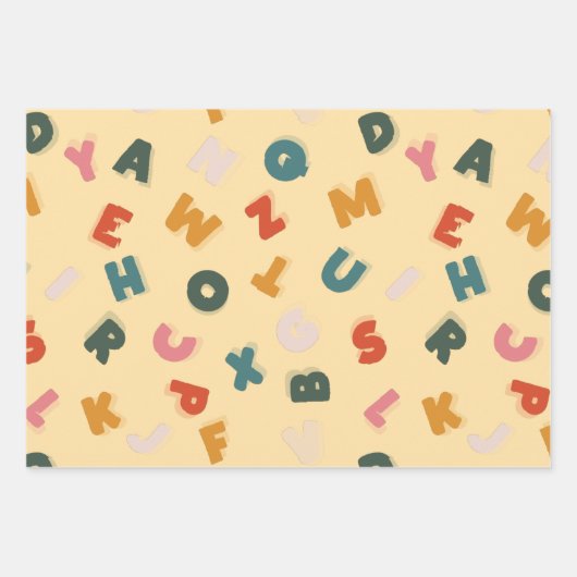 Retro Two Tone Playful Alphabet Geschenkpapier Set (Vorderseite)