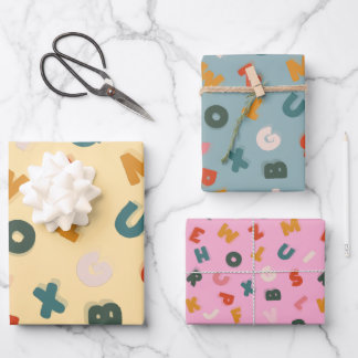 Retro Two Tone Playful Alphabet Geschenkpapier Set