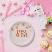 Retro Two Wild Gänseblümchen Boho Zweiter Geburtst Pappteller (Party)