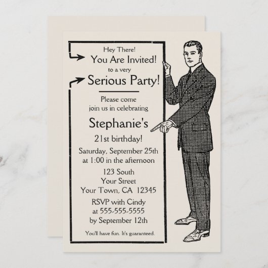 Retro-Typ der Alten Schule Einladung (Vorne/Hinten)