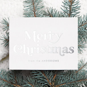 Retro-Typ Merry Christmas Nicht-Foto Silber Folien Feiertagspostkarte