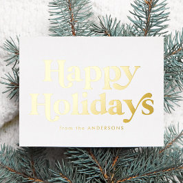 Retro Type Happy Holidays Nicht-Foto Gold Folien Feiertagspostkarte