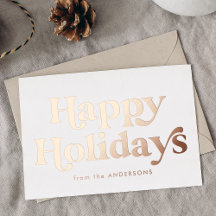 Retro Type Happy Holidays Nicht-Foto Rose Gold