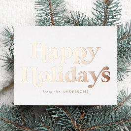 Retro Type Happy Holidays Nicht-Foto Rose Gold Folien Feiertagspostkarte