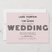 Retro Type Simple Block Wedding Rose Black Einladung (Vorderseite)