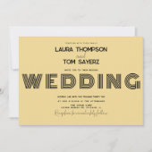 Retro Type Simple Block Wedding Yellow Black Einladung (Vorderseite)