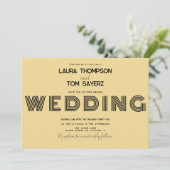 Retro Type Simple Block Wedding Yellow Black Einladung (Stehend Vorderseite)