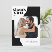 Retro Typografie 6 Foto Collage Moderne Hochzeit Dankeskarte (Stehend Vorderseite)