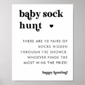 Retro Typografie Baby Sock Hunt Babyduschzeichen Poster (Vorne)